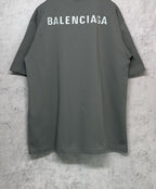 Balenciaga short-sleeve T-shirt with large BALENCIAGA back print, dark gray-green.