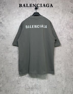Balenciaga short-sleeve T-shirt with large back BALENCIAGA print, dark gray-green.
