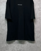 Black crewneck T-shirt with BALENCIAGA logo at center chest