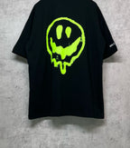 Balenciaga short-sleeve T-shirt, black with neon green alien skull graphic on back