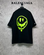 Balenciaga short-sleeve T-shirt, black with neon green alien skull graphic on back