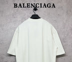 White Balenciaga logo T-shirt, back view with crew neck and short sleeves