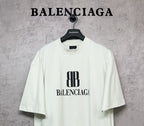 White Balenciaga logo T-shirt with 8B emblem, short sleeves, crew neck