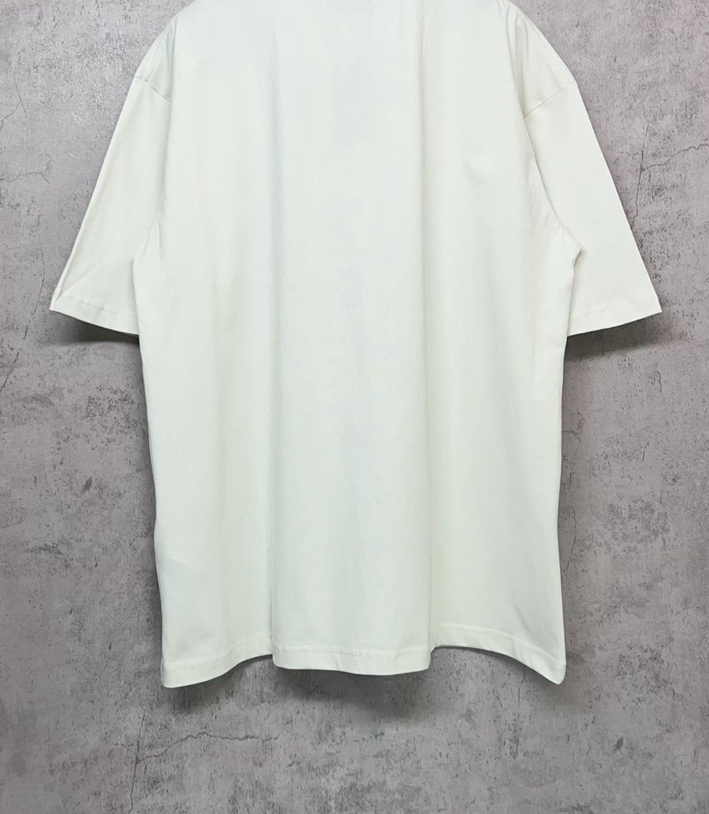 White Balenciaga logo T-shirt, back view, short sleeves, crew neck