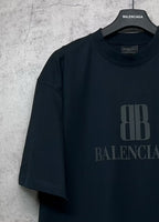 Black Balenciaga logo T-shirt, crew neck and sleeve seam detail