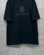 Black Balenciaga logo graphic T-shirt, straight hem, short sleeves