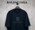 Black Balenciaga logo T-shirt with large chest print, crew neck