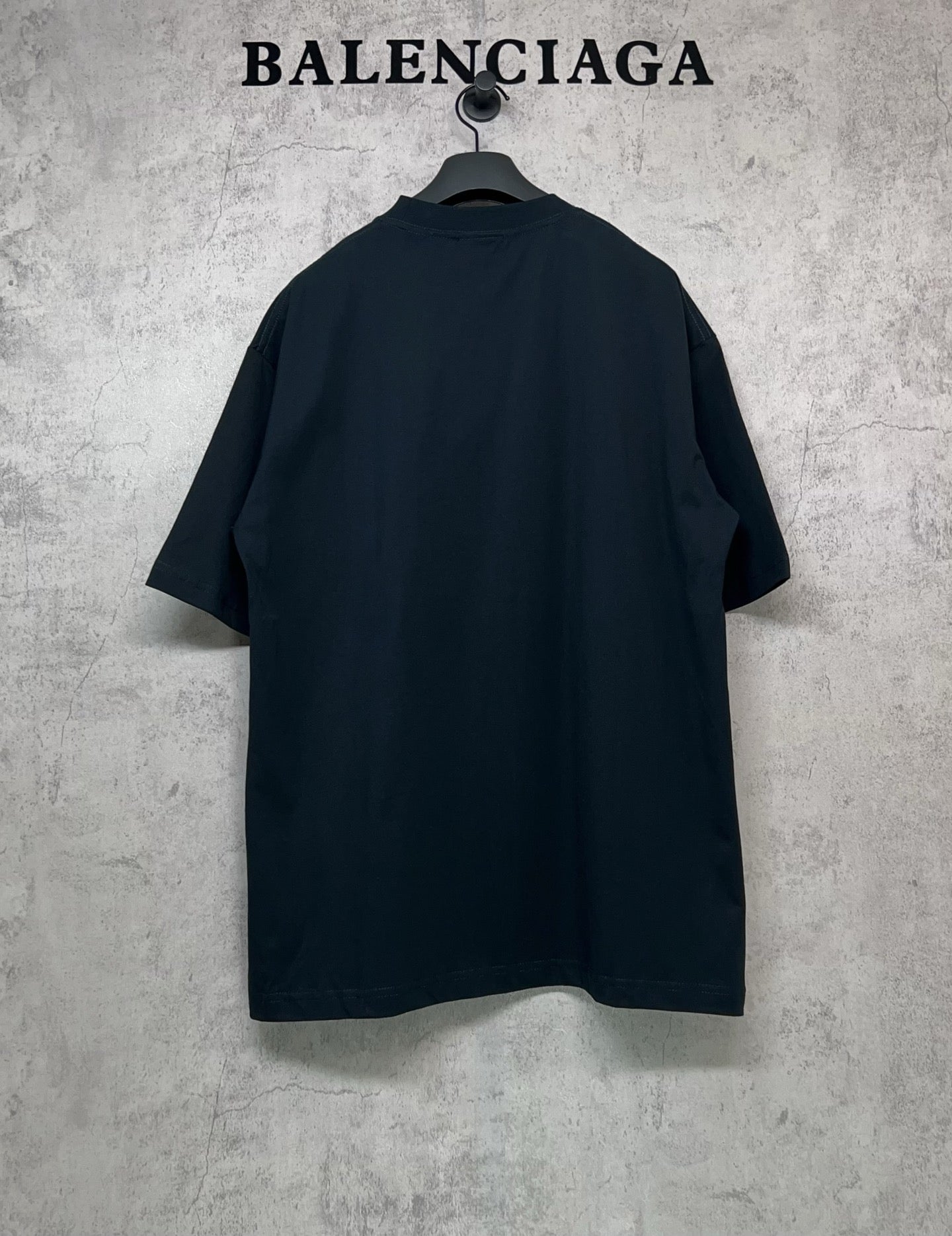Black Balenciaga logo graphic T-shirt, crew neck, short sleeves