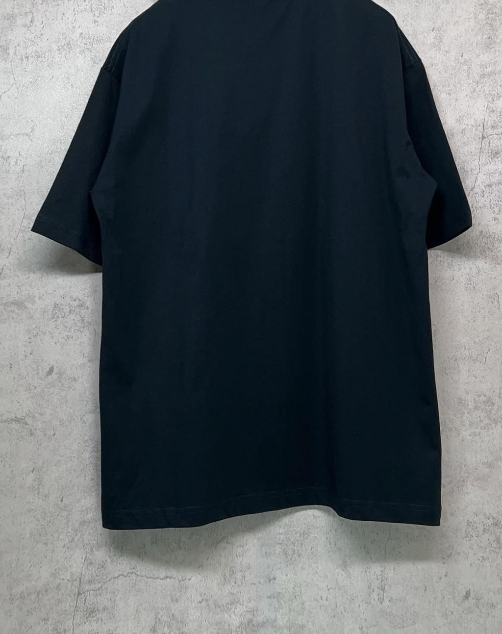 Black Balenciaga T-shirt back view, short sleeves, crew neck