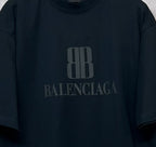 Black Balenciaga logo print on T-shirt front, crew neckline