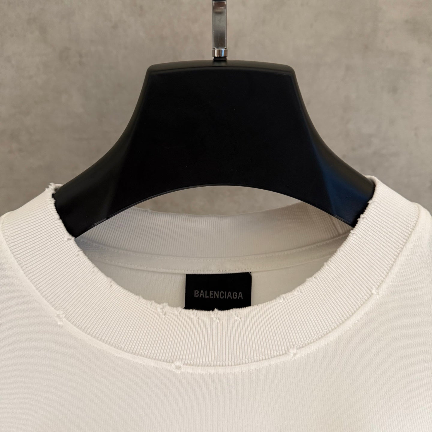 White Balenciaga T-shirt crew neck with ribbed collar and inner brand tag