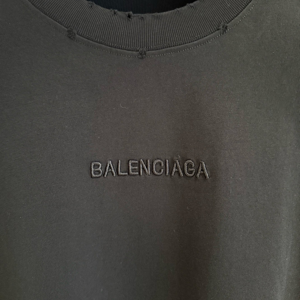 Balenciaga black T-shirt chest logo embroidery