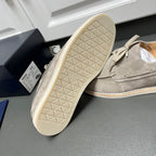 Prada unisex suede lace-up shoes in light gray, outsole tread view