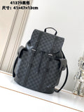 Men's Louis Vuitton checkered bag with top handle, front flap, and shoulder strap