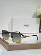 Celine sunglasses with gold frame and dark gradient square lenses