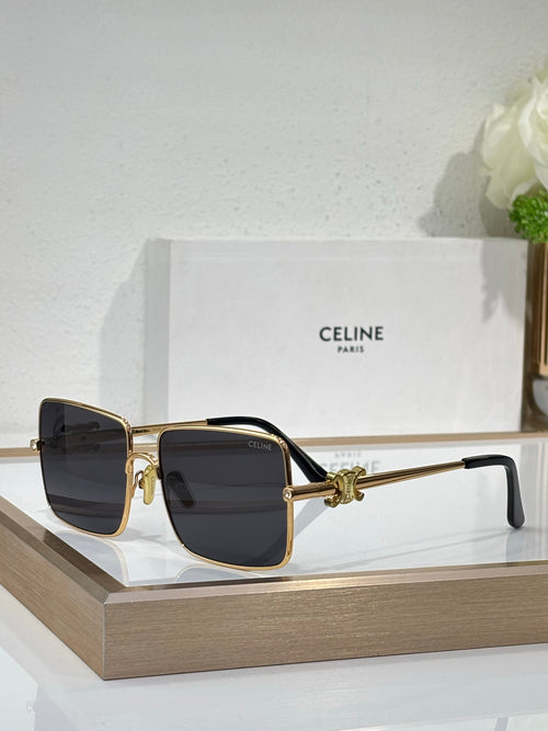 Celine sunglasses with gold frame and dark square lenses