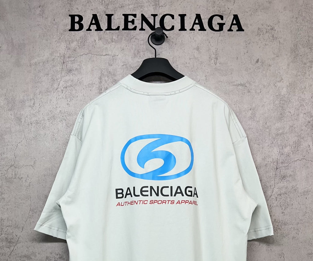 Balenciaga white T-shirt with back “6” logo mark centered