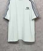 Balenciaga short-sleeve shirt front hem, white with black side stripes