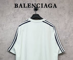 Balenciaga short-sleeve shirt back, white with black stripe shoulders