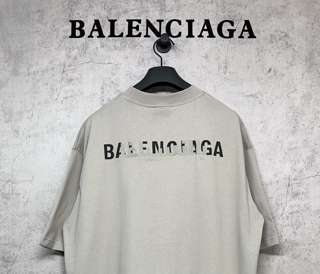 Balenciaga light gray T-shirt back with large logo graphic