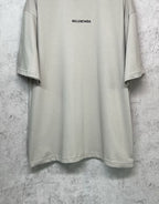Balenciaga light gray short-sleeve T-shirt front with small chest logo