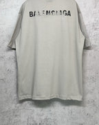 Balenciaga light gray T-shirt back with centered logo graphic