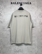 Balenciaga light gray T-shirt back with centered logo graphic print