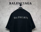 Balenciaga black crewneck short-sleeve T-shirt with rhinestone back logo