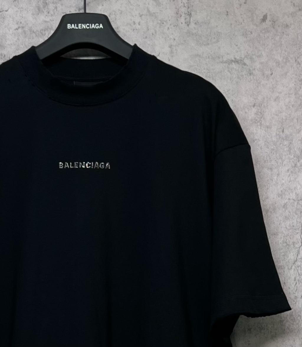 Balenciaga black crewneck short-sleeve T-shirt with chest logo