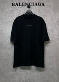Balenciaga black crewneck short-sleeve T-shirt with small rhinestone logo on chest