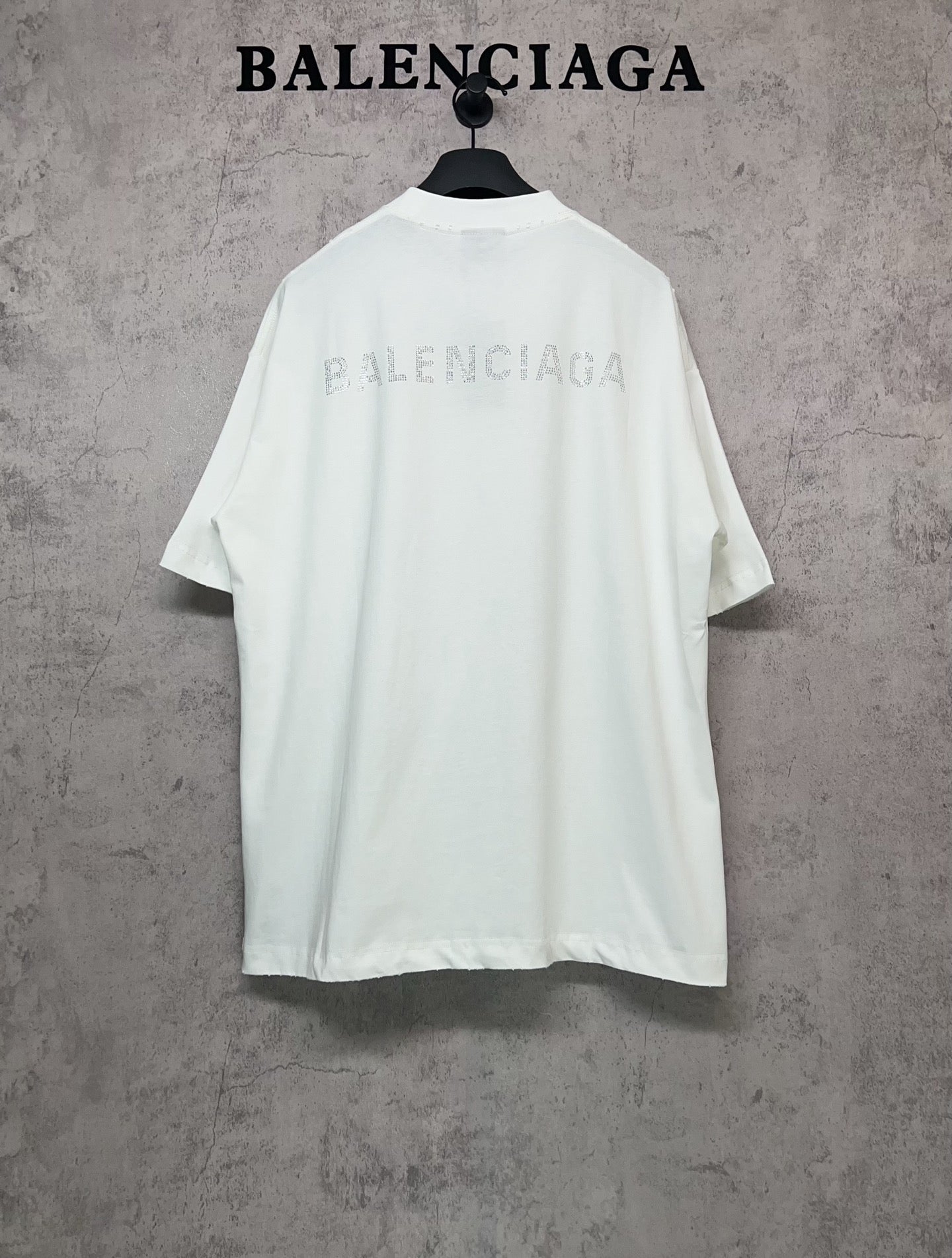 White Balenciaga crew-neck short-sleeve T-shirt, back view
