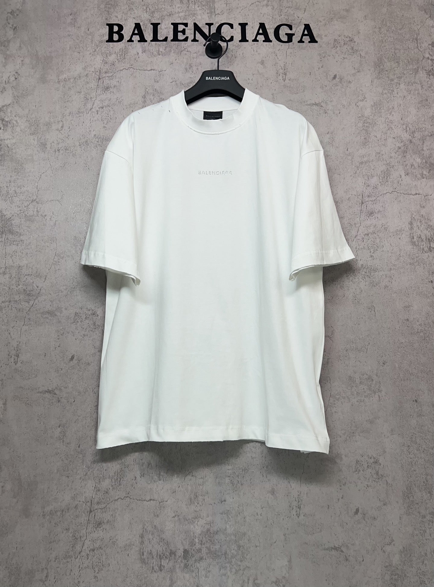 White Balenciaga crew-neck short-sleeve T-shirt, front view