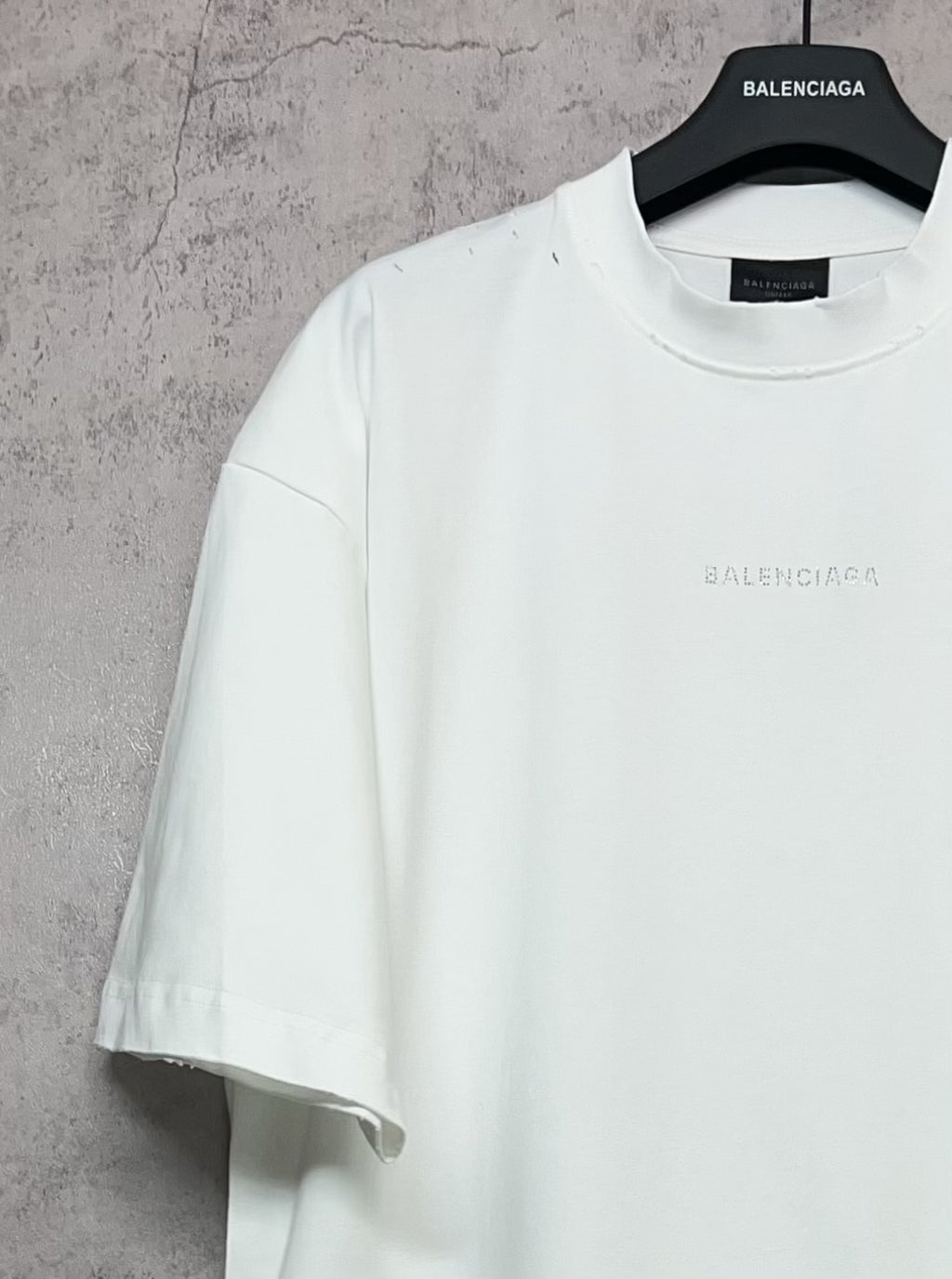 White Balenciaga crew-neck short-sleeve T-shirt, angled view