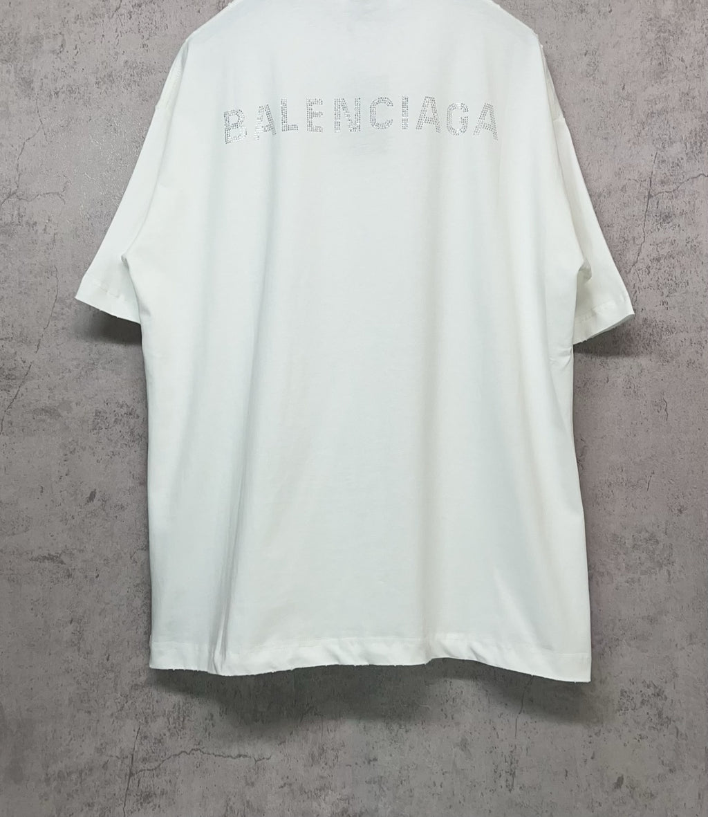 White Balenciaga crew-neck short-sleeve T-shirt, full back view