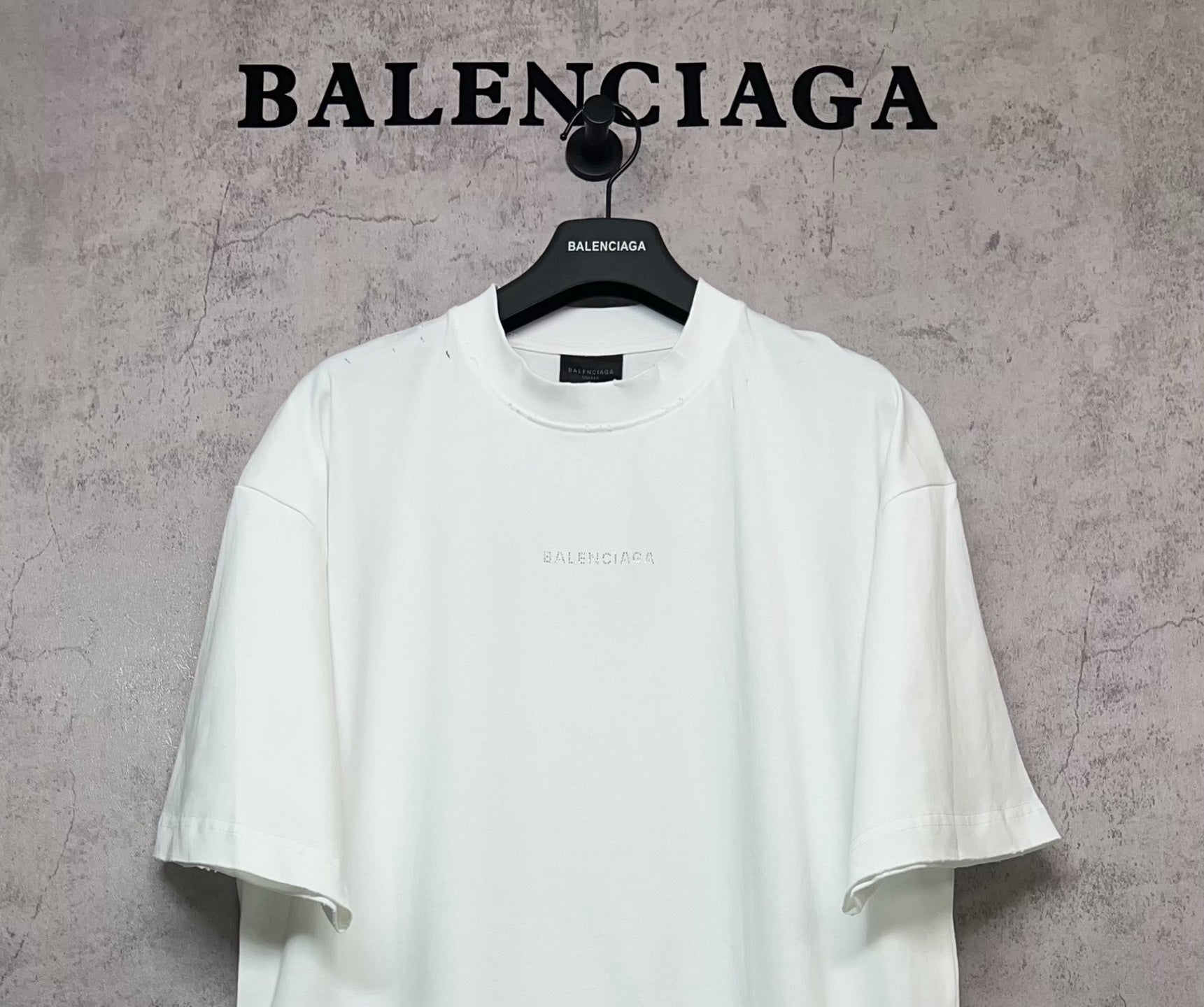 White Balenciaga crew-neck T-shirt, centered chest logo