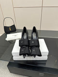 Women's Balenciaga high-heel shoes, black pointed-toe slingbacks with buckle straps