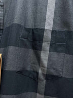 Burberry plaid shirt chest pocket and check pattern, dark gray and navy