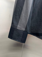 Burberry long-sleeve button-up shirt, dark plaid sleeve hem detail