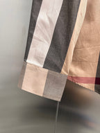 Burberry long-sleeve shirt with beige, gray, pink check pattern cuff hem