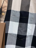 Burberry plaid long-sleeve shirt with chest pocket in navy and white check