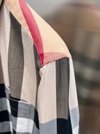 Burberry plaid long-sleeve shirt sleeve in beige, navy, white, and red stripe