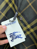 Plaid shirt with Burberry hangtag and small metal button