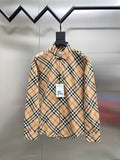 Burberry long-sleeve plaid shirt with button front and pointed collar