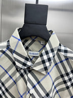 Burberry button-down collar shirt, blue black and white check plaid