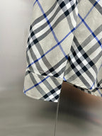 Burberry long-sleeve plaid shirt with cuff and hem, blue black white check