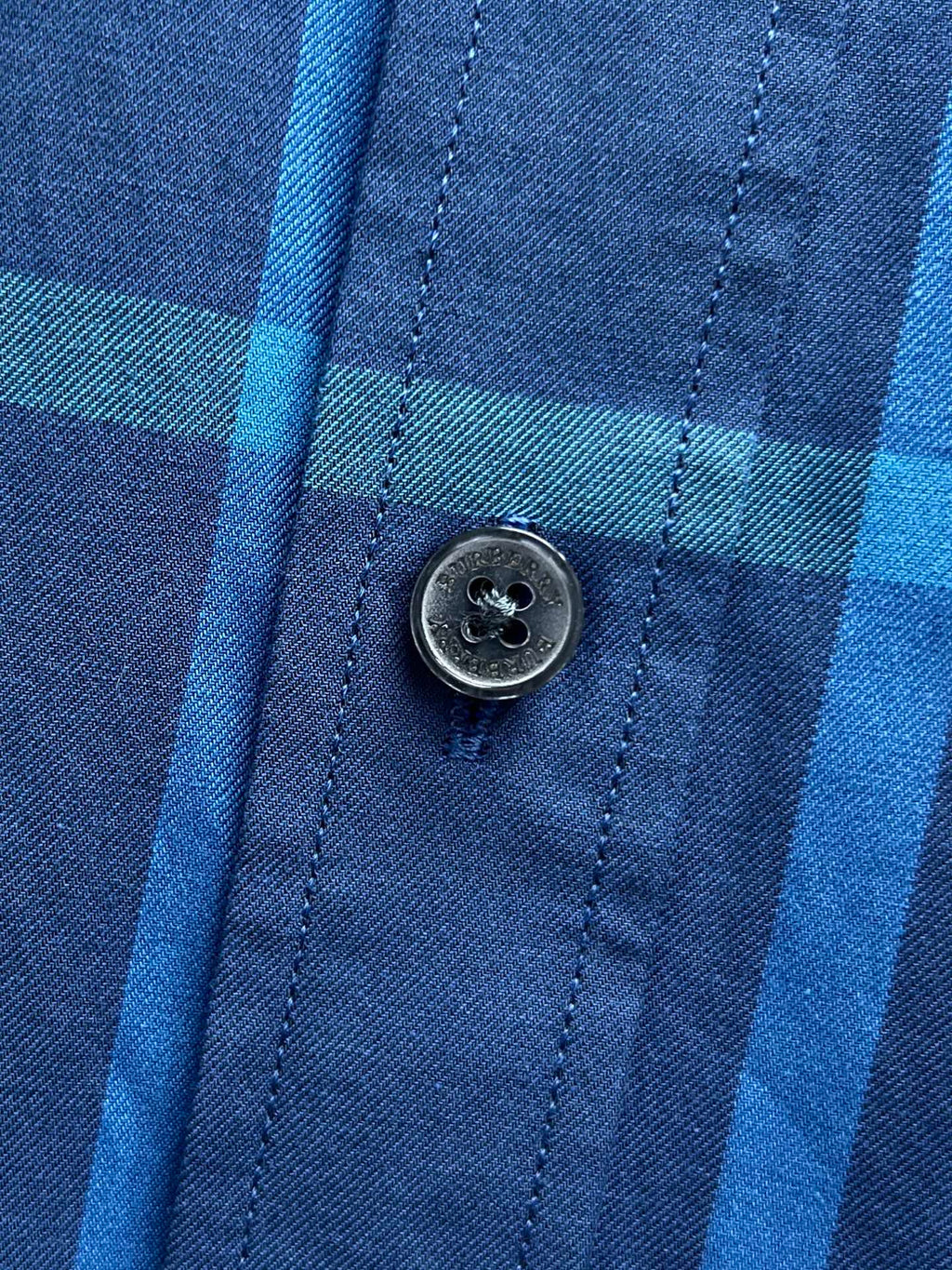 Burberry long-sleeve check shirt button detail, blue plaid