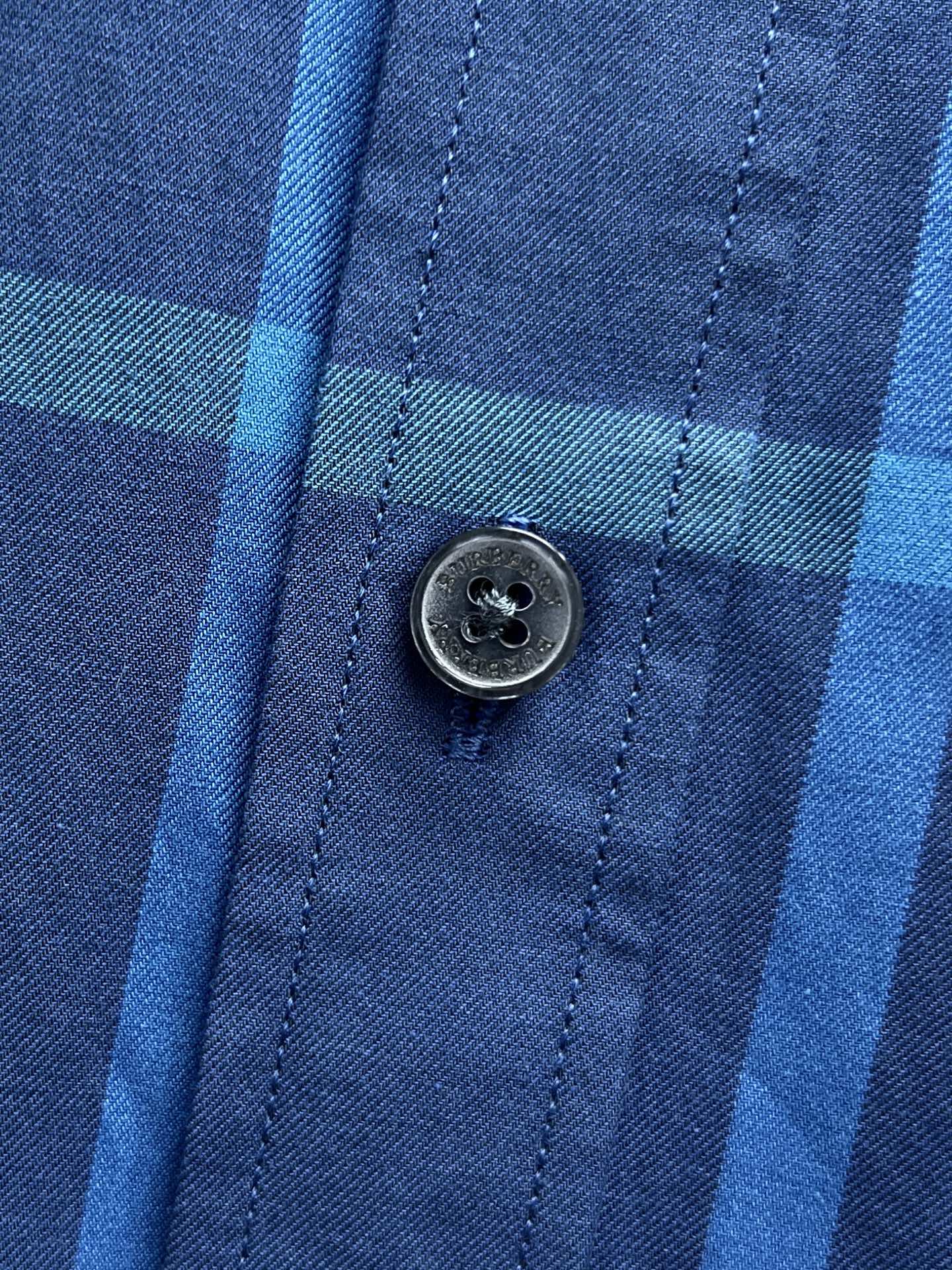 Burberry long-sleeve check shirt button detail, blue plaid