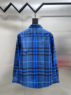 Burberry long-sleeve check shirt, blue plaid back view