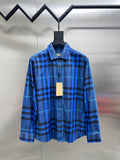 Burberry long-sleeve check shirt, blue plaid front view