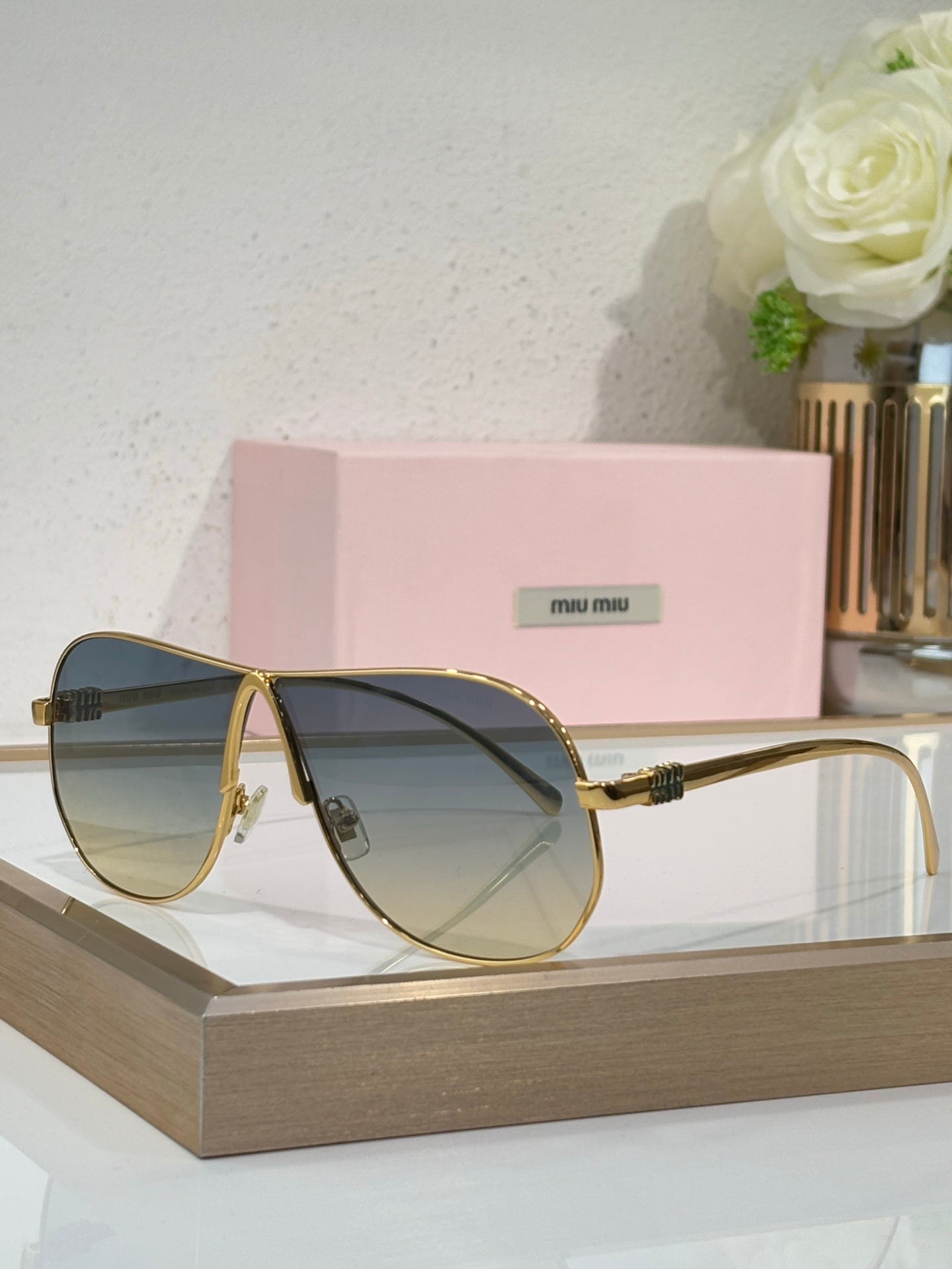 Celine glasses, gold-tone metal sunglasses with gradient dark lenses